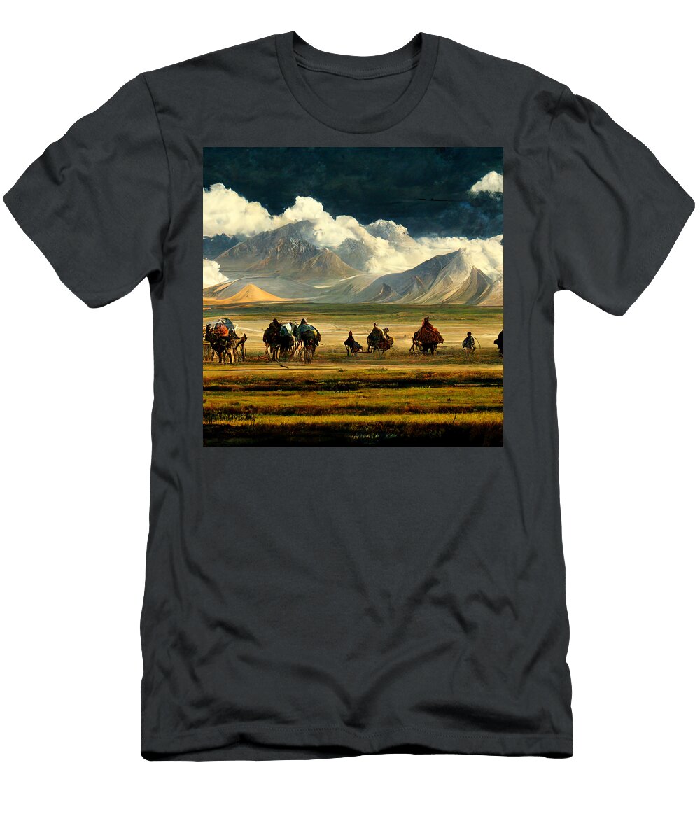 1 a Merchant Caravan with Bactrian Camels and Mongol Ri 63dfe6d5 Fe9c 436b 9ec5 Be938457d Celestial Images T-Shirt