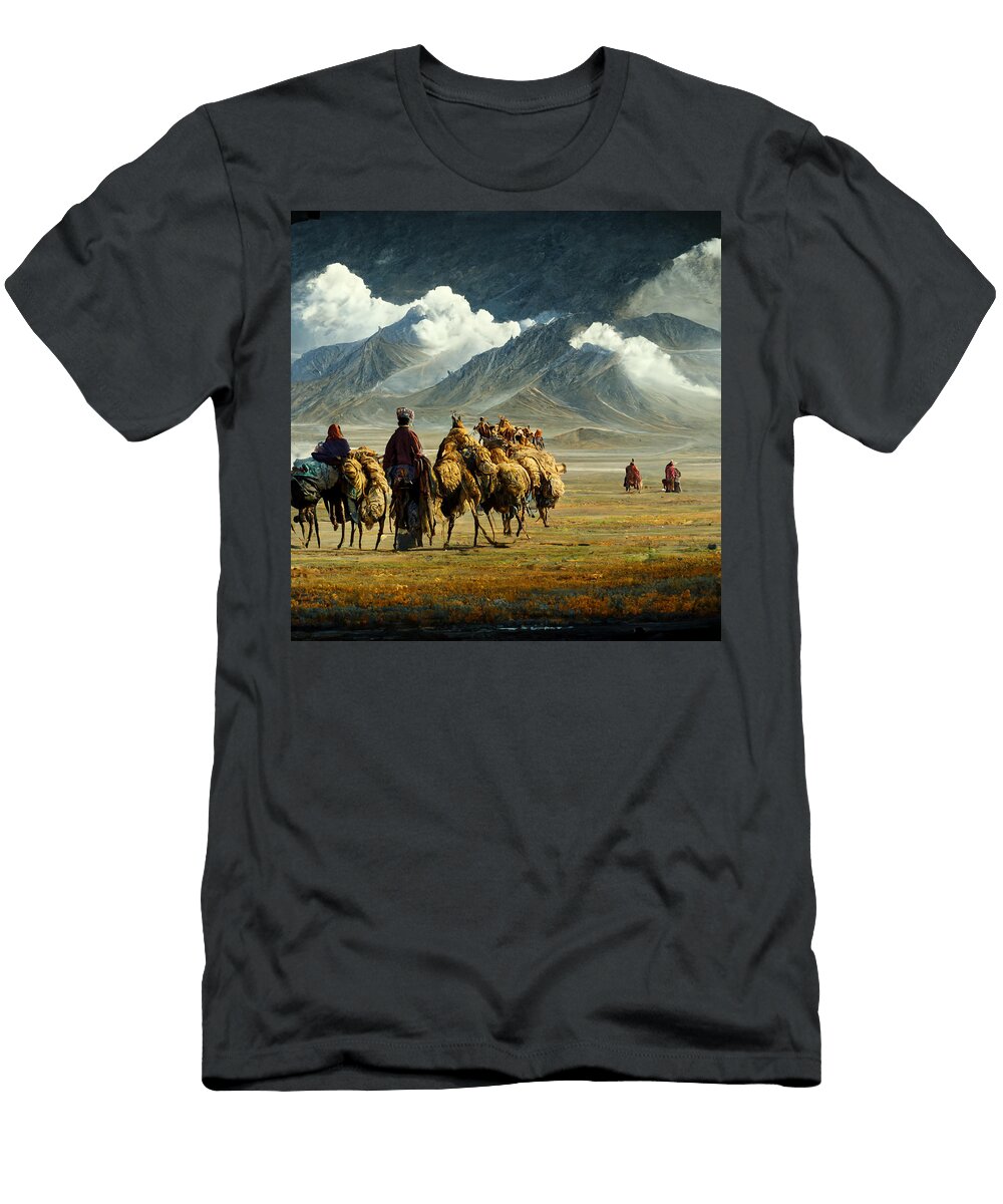 1 a Merchant Caravan with Bactrian Camels and Mongol Ri 889d3989 B955 8e96 Ae53 Ef8b986bb Celestial Images T-Shirt