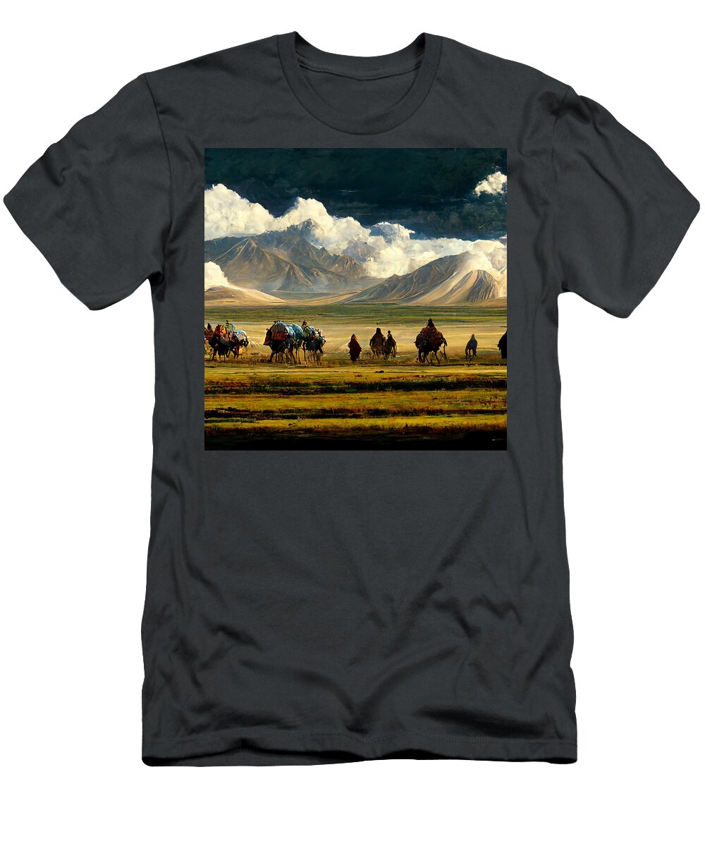 A Merchant Caravan with Bactrian Camels and Mongol Ri 7345afa9 49b7 4598 898a B3bf101c9 Celestial Images T-Shirt