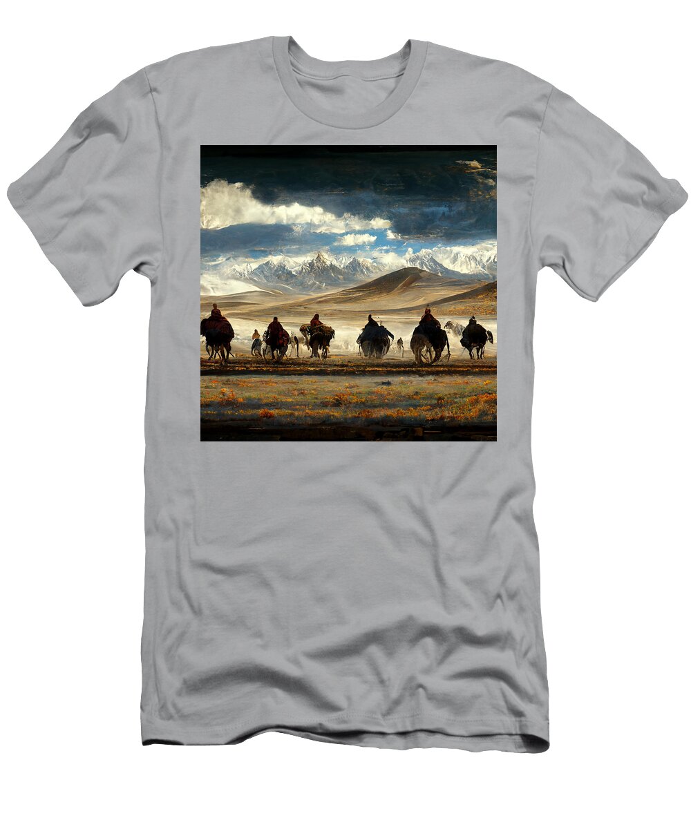 A Merchant Caravan with Bactrian Camels and Mongol Ri 999c19e8 9383 8659 Ac58 35c09d63a Celestial Images T-Shirt